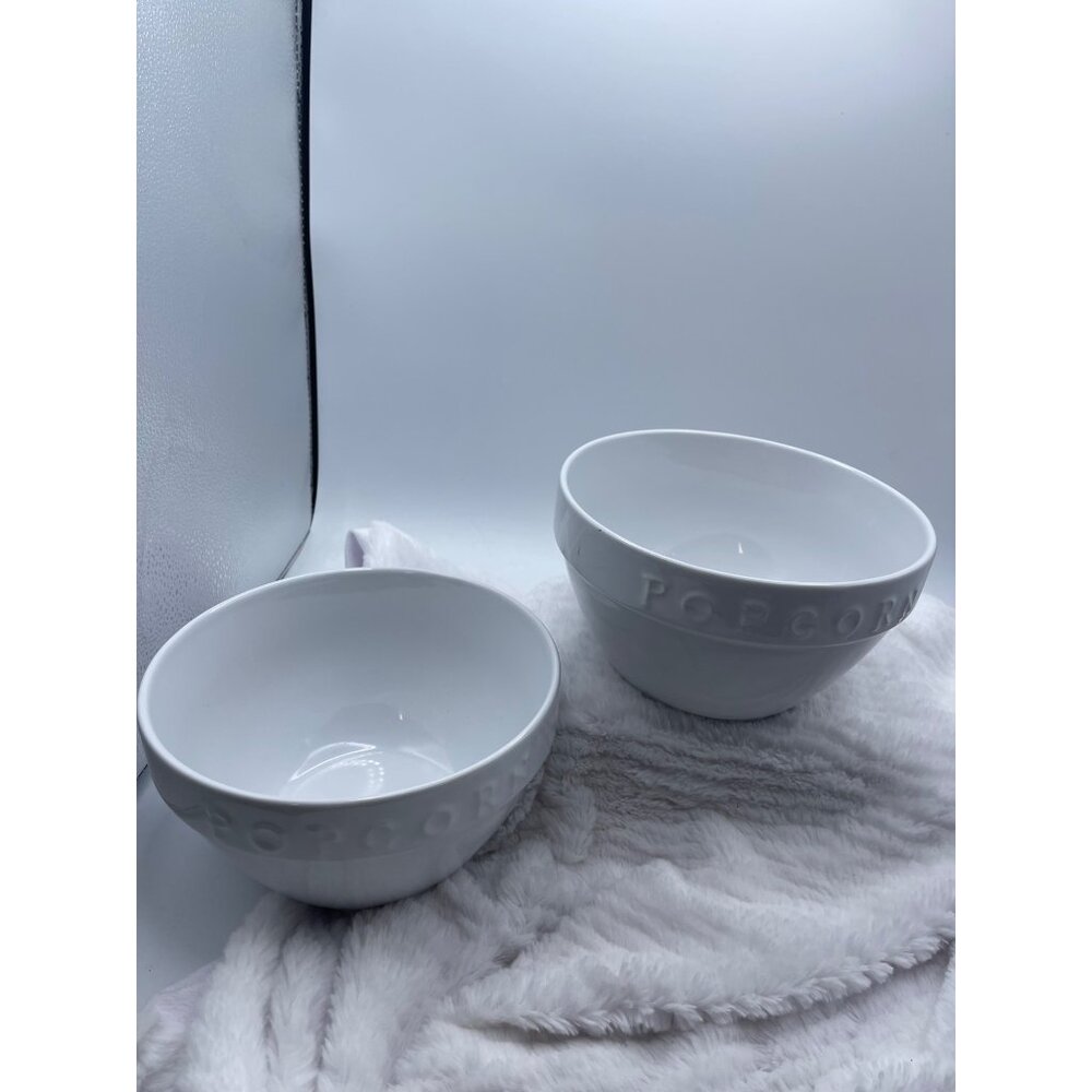 Vintage Pottery Barn White Popcorn Bowls Set of Two Discontinued - Picture 10 of 10